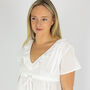 Women's White Cotton Short Sleeve Polka Dot Nightdress, thumbnail 4 of 4