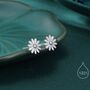 Daisy Flower Stud Earrings In Sterling Silver, thumbnail 1 of 11