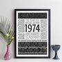Personalised 50th Birthday Print Year Facts 1974 Gift, thumbnail 9 of 11
