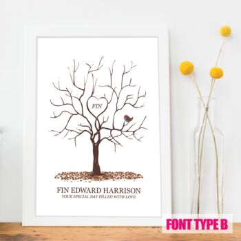 Personalised Christening Fingerprint Tree Print, 2 of 3