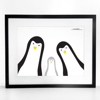 Penguin Family Selfie, Personalised Print, 5 of 11