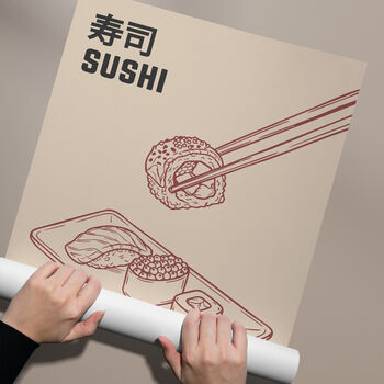 Sushi Japanese Food Art Print | Minimalist Kitchen Wall Decor, 8 of 8