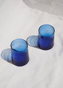 Recycled Moroccan Blue Tumbler/Highball Glass Set Of Six, 3 of 3