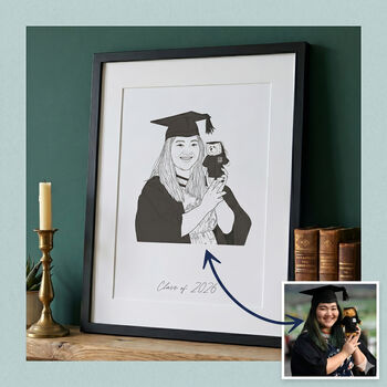 Graduate Line Drawing Portrait Print, 3 of 5