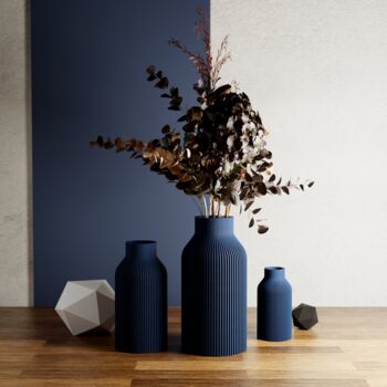 Large Navy Blue 'Bottle' Vase For Dried Flowers, 2 of 10