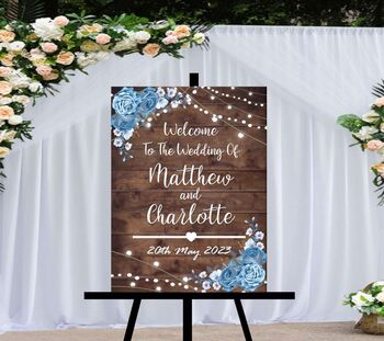 Wedding Welcome Sign Light Blue Flowers, 2 of 2