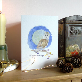Barn Owl And Full Moon Christmas Card, 4 of 7