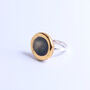 Sterling Silver, Ceramic, Glass And Gold Eclipse Adjustable Ring, thumbnail 3 of 6