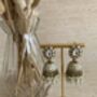 Antique Gold Pearl Jhumki Indian Earrings, thumbnail 2 of 6