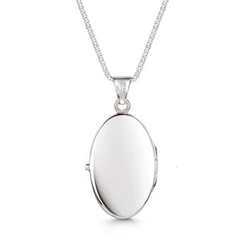 Italian Large Floral Oval Locket – Silver, 3 of 5