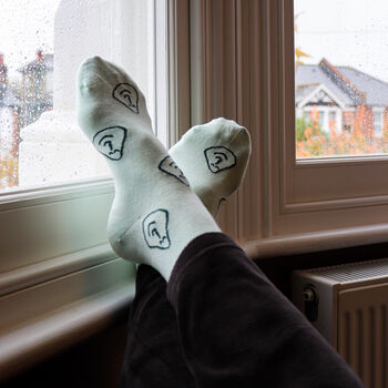 Mint Green Smiley Face Bamboo Socks, 3 of 4