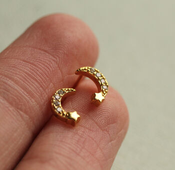 Gold Jewel Moon Earrings, 4 of 7