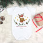 Personalised Baby’s First Christmas Gift Reindeer Bodysuit, thumbnail 3 of 6