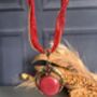 Red Braided Statement Necklace, thumbnail 2 of 7