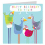 Happy Birthday Birds Card, thumbnail 3 of 4