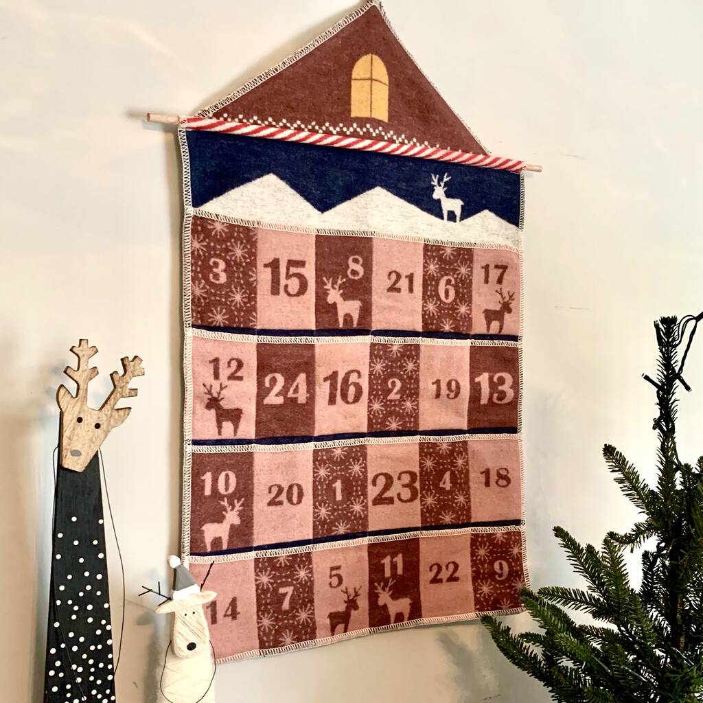 Embroidered Scandi Advent Calendar House By The Alphabet Gift Shop