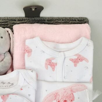 Bobtail Bunny Pink New Baby Gift Hamper, 4 of 7