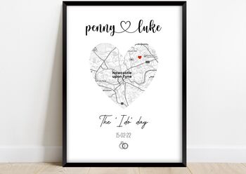 Customised Wedding Map Print | Wedding Present, 2 of 6