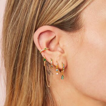 Ottillie Gold Rainbow Raindrop Huggie Earrings, 2 of 2