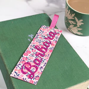 Personalised Charm and Ribbon Bookmark Lisa Angel Homeware Collection Bookmarks Pink Grey