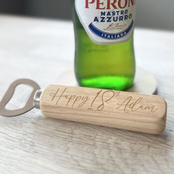 Personalised Wooden 18th Birthday Bottle Opener, 2 of 3