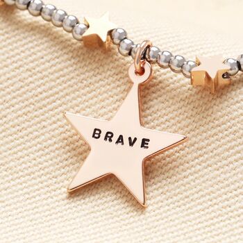 Personalised Stainless Steel Star Beaded Bracelet In Rose Gold, 2 of 3