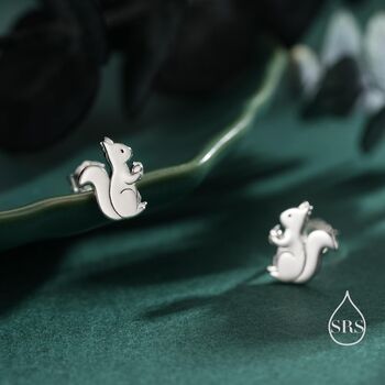 Cute Squirrel Stud Earrings In Sterling Silver, 5 of 12