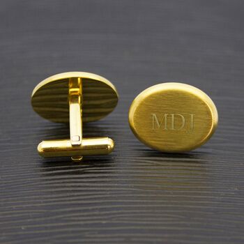 Personalised Men's Gold Plated Oval Cufflinks, 8 of 12