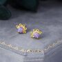 Sterling Silver Purple Opal Crown Stud Earrings, thumbnail 4 of 11