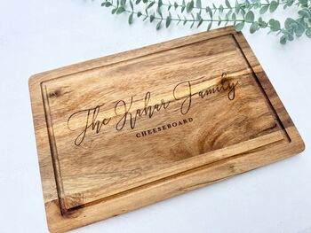 Personalised Engraved Acacia Wood Cheese Board, 7 of 9