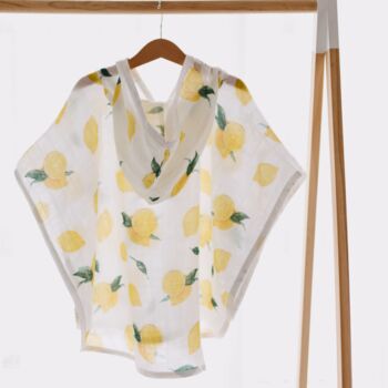 Baby Muslin Hooded Cape Poncho Lemon Baby Gift, 6 of 11
