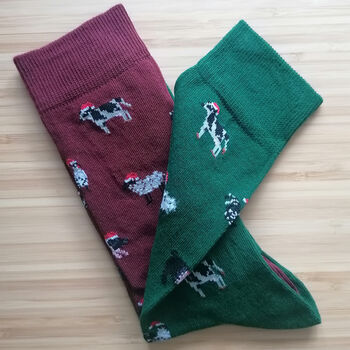 Festive Farmyard Men's Socks, 3 of 4