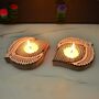 Wooden Leaf Tea Light Candle Holder, Set Of Two, thumbnail 3 of 4