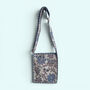 Mini Cross Body Bag | Pale Blue And White Block Print Floral, thumbnail 5 of 5