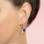 18k Rose Gold Plated Blue Druzy Crystal Large Hoops, thumbnail 2 of 4