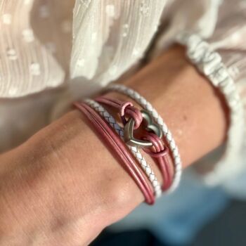 Woman's Personalised Metallic Pink Wrap Remembrance Urn Bracelet For Ashes, 3 of 12