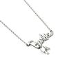 Barbie Sterling Silver Necklace With Name Logo And Silhouette Charm, thumbnail 2 of 4
