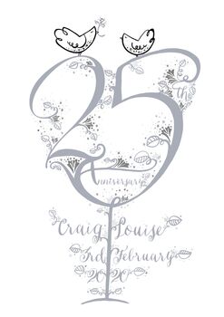 25th Silver Wedding Anniversary Personalised Gift Print, 2 of 3