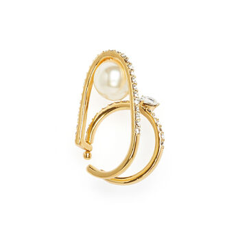 Ar Crystal And Pearl Gold Ring, 4 of 7