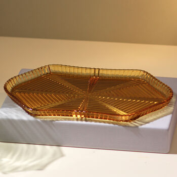 Vintage Art Deco Mid Century Tray Amber, 2 of 3