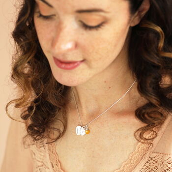 Personalised Double Heart And Bail Birthstone Charm Necklace, 5 of 8