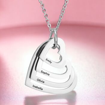 Personalised Multi Hearts Shaped Engraved Necklace, 9 of 9