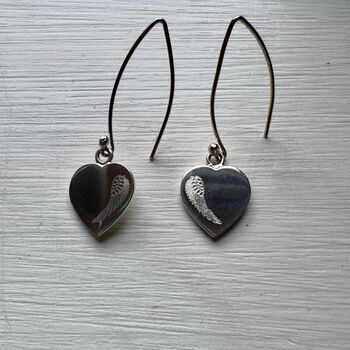 Angel Wing Heart Drop Earrings In Sterling Silver, 2 of 2