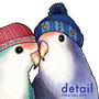 Lovebirds In Bobble Hats Unframed Print, thumbnail 2 of 2