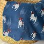 Jack Russell Print Scarf In Navy Blue, thumbnail 4 of 4
