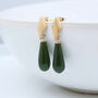 9ct Gold Deco Dropper Earrings With Nephrite, thumbnail 6 of 12