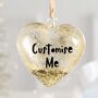 Personalised Gold Glitter Heart Christmas Bauble, thumbnail 1 of 3