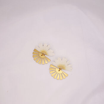 Daisy Sunset Pressed Flower Sterling Silver Studs, 4 of 12