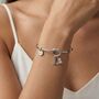 Silver Initial And Birthstone Adjustable Knotted Bangle, thumbnail 1 of 6