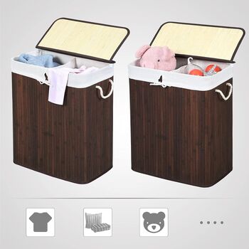 100 L Two Sections Clothes Hamper Laundry Basket, 7 of 8